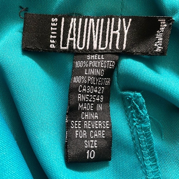 NWOT Laundry teal beaded asymmetrical beaded dress sz 10 Pet - Picture 3 of 4